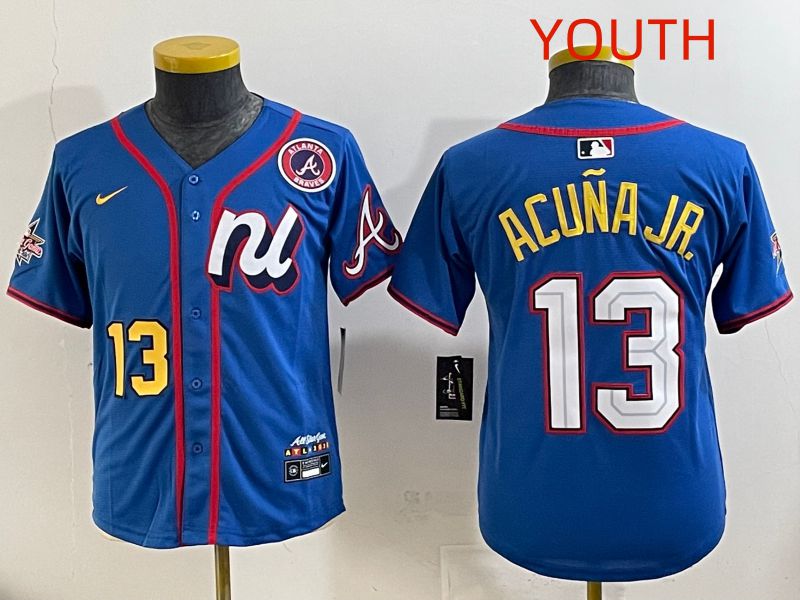 Youth 2025 Atlanta Braves #13 Acuna jr Blue All star Nike MLB Jersey style 8->cleveland indians->MLB Jersey
